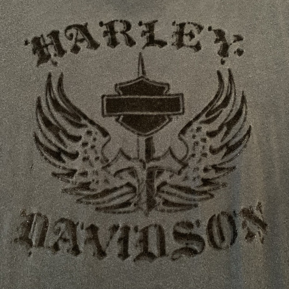 Harley-Davidson Shirt Womens 2XL Gray Long Sleeve Tunic Graphic Biker Top